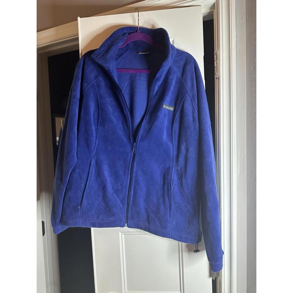 Columbia Womens Dark Blue Full-ZIp Fleece Jacket Size XL Soft